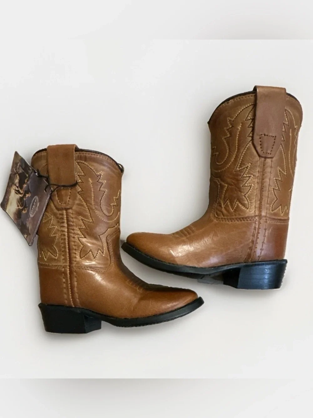 Old West Toddler Brown Cowboy Boots size 4
